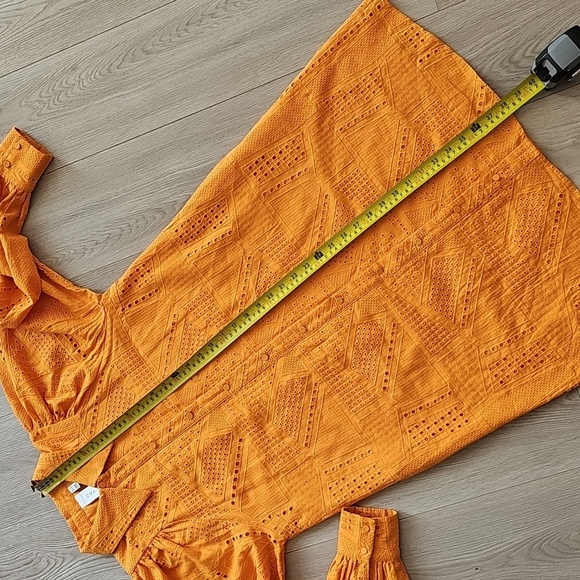 YAS Yasado Boho Alt Button Longsleeve Eyelet Collared Shirt Dress, Medium - Picture 12 of 16